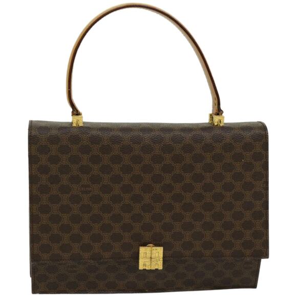 CELINE Macadam Canvas Hand Bag Pvc Brown - Picture 2 of 12